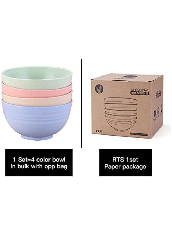 MunKan Unbreakable Cereal Bowls - 24 oz Reusable Wheat Straw Bowl Set of 4 - Dishwasher & Microwave Safe - Perfect for Cereal, Soup and Rice - BPA Free, Healthy & Eco-Friendly (4 Color) - Image 4